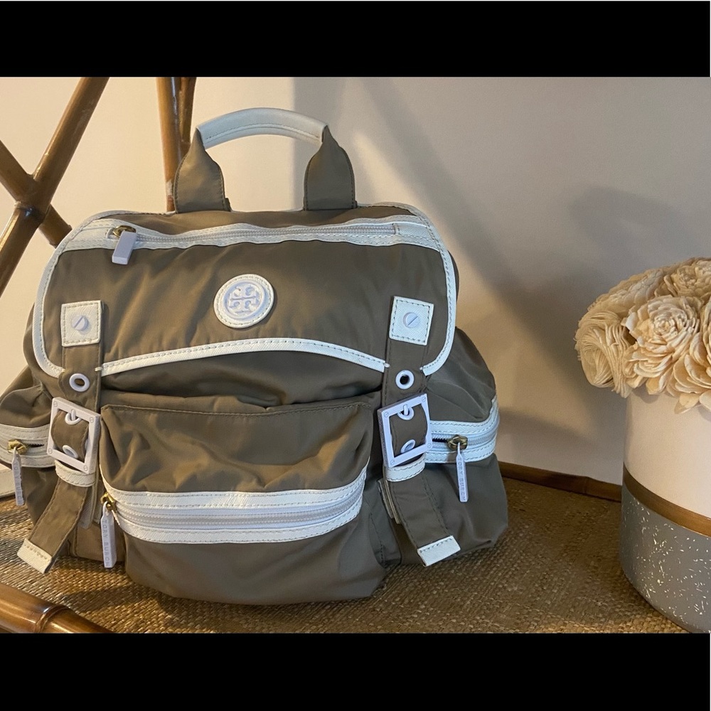 Tory Burch Tan Reva Logo Nylon Backpack